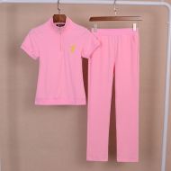 Juicy Couture Embroidery JC Velour Tracksuits 3223 2pcs Women Suits Pink