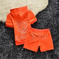 Juicy Couture Studded Logo Crown Velour Tracksuits 608 2pcs Women Suits Orange