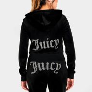 Juicy Couture Big Bling Velour Tracksuits 666 2pcs Women Suits Black