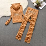 Juicy Couture Big Bling Velour Tracksuits 666 2pcs Women Suits Brown