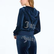 Juicy Couture Big Bling Velour Tracksuits 666 2pcs Women Suits Navy Blue