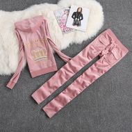 Juicy Couture Crown VIVA LA GLAM Velour Tracksuits 7218 2pcs Women Suits Cherry