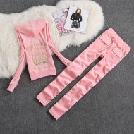 Juicy Couture Crown VIVA LA GLAM Velour Tracksuits 7218 2pcs Women Suits Pink