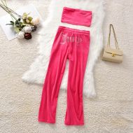 Juicy Couture Big Bling Velour Tracksuits 7391 2pcs Women Suits Rose