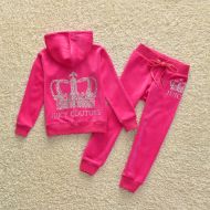 Juicy Couture Sequin Crown Velour Tracksuits 8209 2pcs Baby Suits Rose