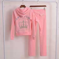 Juicy Couture Crown VIVA LA GLAM Velour Tracksuits 2210 2pcs Women Suits Pink