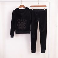 Juicy Couture Juicy Emblem Velour Tracksuits 2224 2pcs Women Suits Black