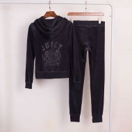 Juicy Couture Juicy Emblem Velour Tracksuits 2224 2pcs Women Suits Deep Grey