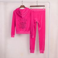 Juicy Couture Juicy Emblem Velour Tracksuits 2224 2pcs Women Suits Rose