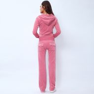 Juicy Couture Pure Color Velour Tracksuits 6047 2pcs Women Suits Red