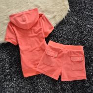 Juicy Couture Original Velour Tracksuits 607 2pcs Women Suits Orange Red