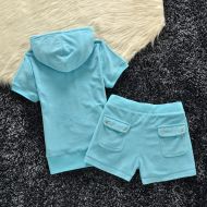 Juicy Couture Original Velour Tracksuits 607 2pcs Women Suits Sky Blue