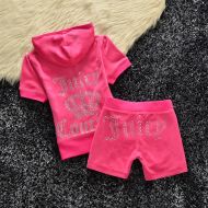 Juicy Couture Studded Logo Crown Velour Tracksuits 608 2pcs Women Suits Rose