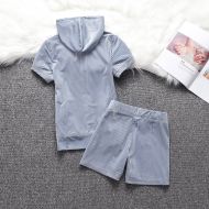 Juicy Couture Shimmery Corduroy Velour Tracksuits 668 2pcs Women Suits Grey