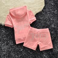 Juicy Couture Studded Juicy Logo Velour Tracksuits 670 2pcs Women Suits Pink