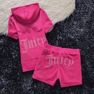 Juicy Couture Studded Juicy Logo Velour Tracksuits 670 2pcs Women Suits Rose