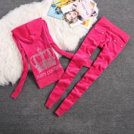 Juicy Couture Sequin Crown Velour Tracksuits 7209 2pcs Women Suits Rose