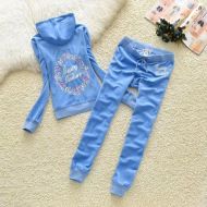 Juicy Couture Floral Cameo Velour Tracksuits 7292 2pcs Women Suits Blue