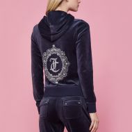 Juicy Couture JC Mirror Cameo Velour Tracksuits 7299 2pcs Women Suits Navy Blue