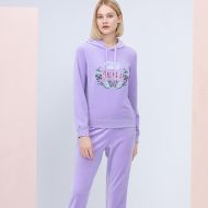 Juicy Couture Butterfly Floral Velour Tracksuits 7398 2pcs Women Suits Purple