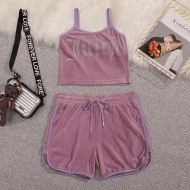 Juicy Couture Big Bling Velour Tracksuits 7411 2pcs Women Suits Purple