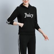 Juicy Couture JUICY Stripes Velour Tracksuits 2002 2pcs Women Suits Black