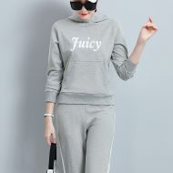 Juicy Couture JUICY Stripes Velour Tracksuits 2002 2pcs Women Suits Grey