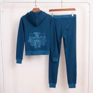Juicy Couture Embroidery JC Velour Tracksuits 3225 2pcs Women Suits Blue