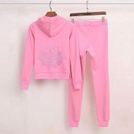 Juicy Couture Embroidery JC Velour Tracksuits 3225 2pcs Women Suits Pink