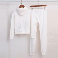Juicy Couture Embroidery JC Velour Tracksuits 3225 2pcs Women Suits White