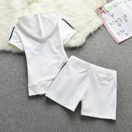 Juicy Couture Original Stripes Velour Tracksuits 650 2pcs Women Suits White