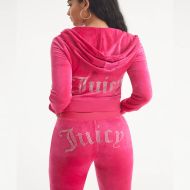 Juicy Couture Studded Juicy Logo Velour Tracksuits 666 2pcs Women Suits Rose