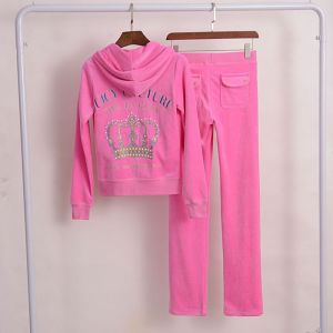 Juicy Couture Crown VIVA LA GLAM Velour Tracksuits 2210 2pcs Women Suits Rose