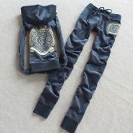 Juicy Couture Crown JC Velour Tracksuits 7193 2pcs Women Suits Grey